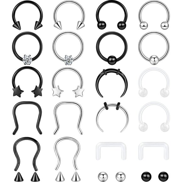Jewelry - 20-30 Pcs Septum Rings 16G Septum Jewelry - Surgical Steel Piercings Horseshoe H